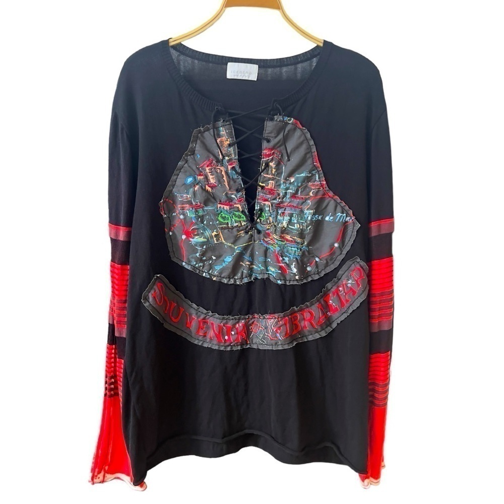ICEBERG GILMAR Unique Artsy Print Art to Wear Stitched Design XL Grunge Punk